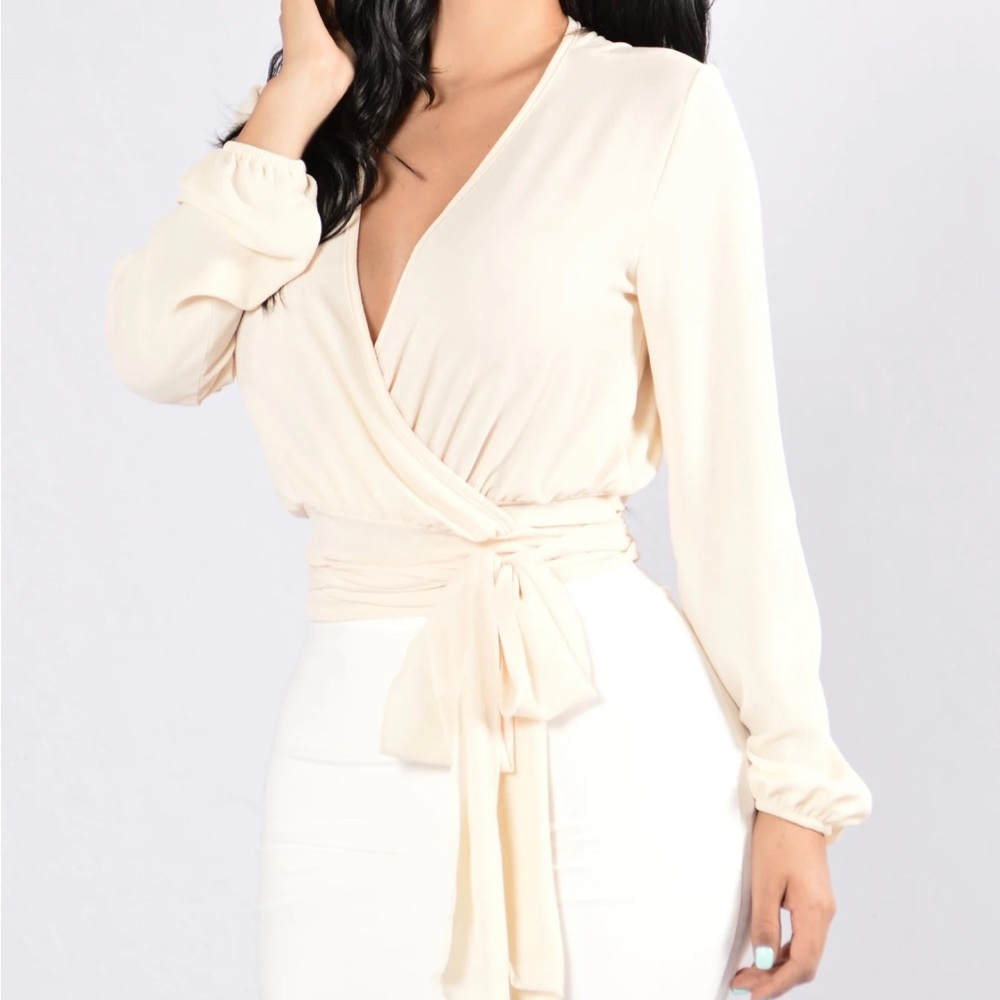 Ivory tie waist top